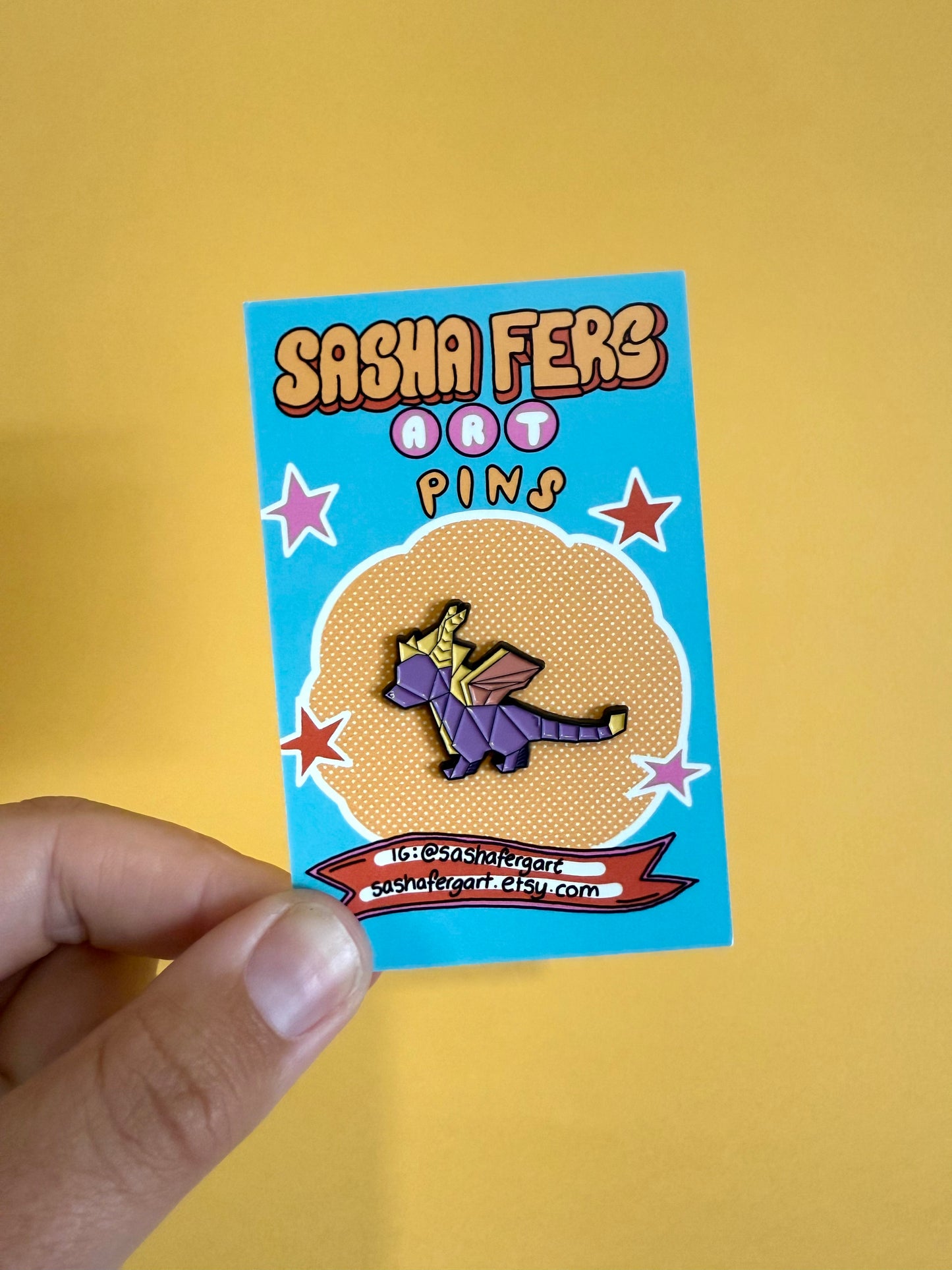 Purple Dragon Origami Pin
