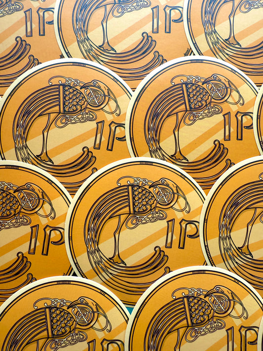 Gold Irish Penny / Punt Sticker