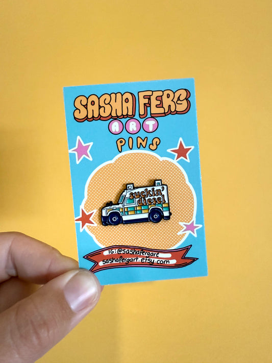 Suckin Diesel Meat Waggon Pin
