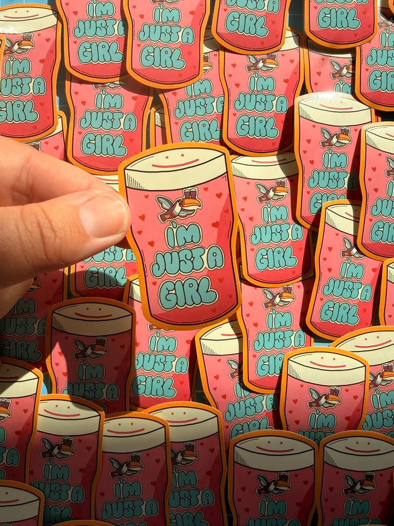 Im Just a Girl - Pink Stout Sticker