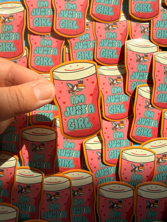 Im Just a Girl - Pink Stout Sticker
