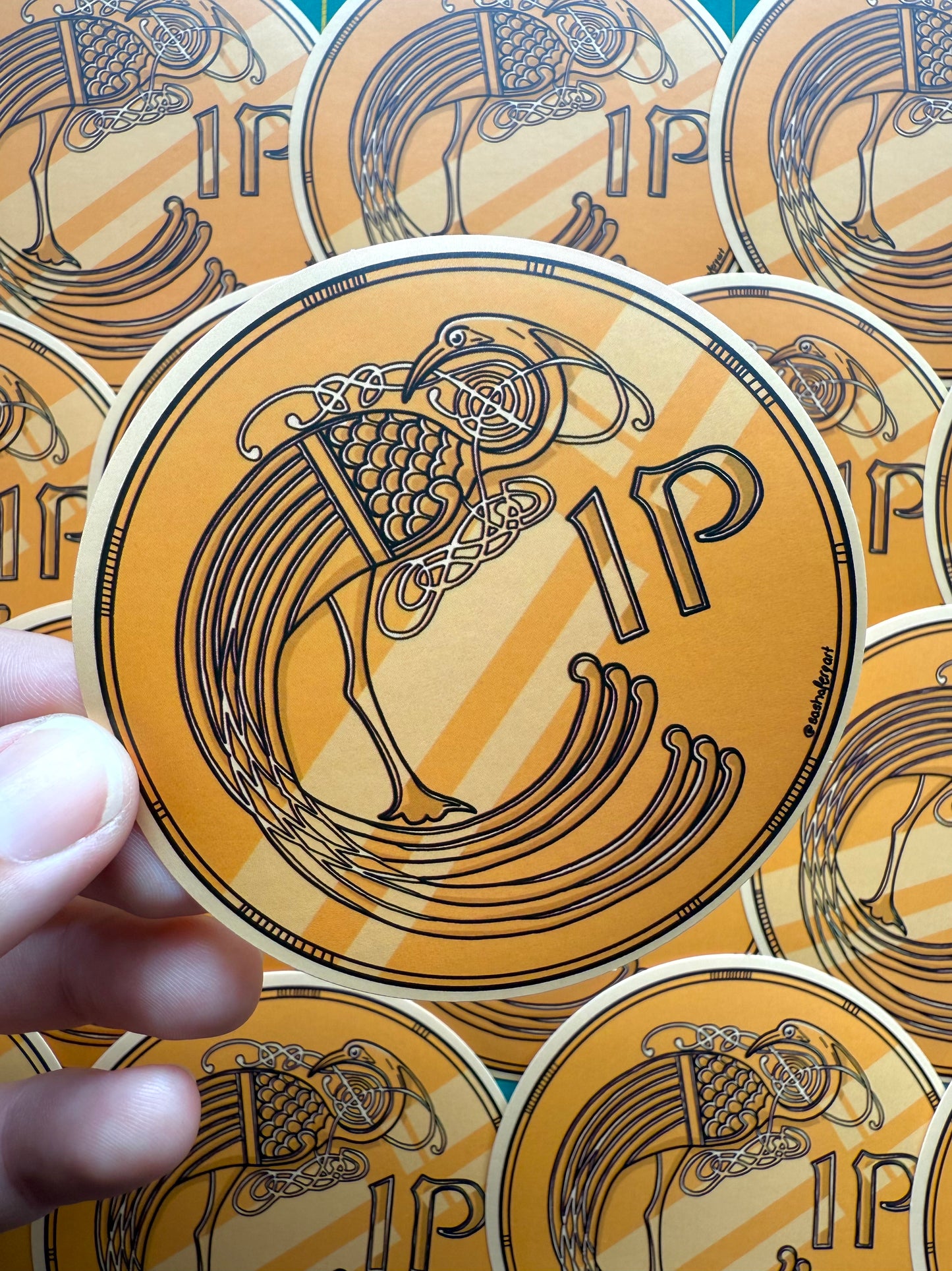 Gold Irish Penny / Punt Sticker
