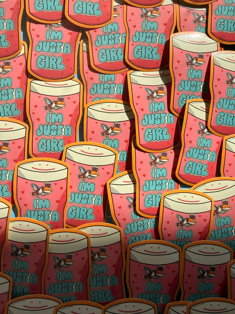 Im Just a Girl - Pink Stout Sticker