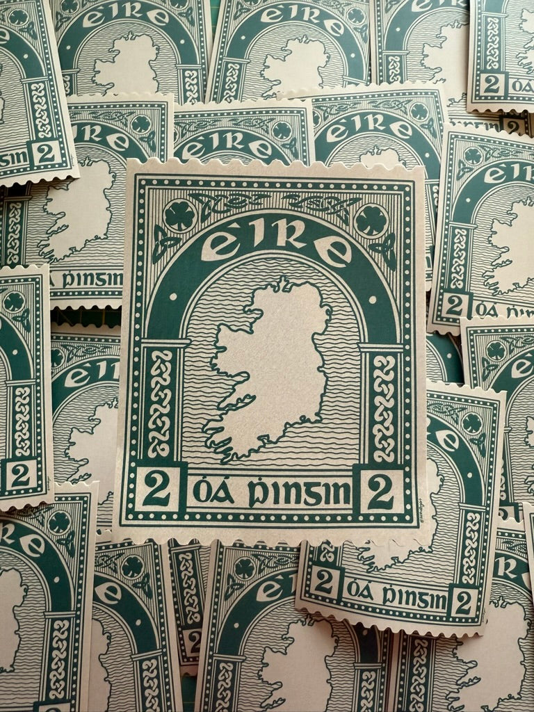 Green Ireland Eire 2 Stamp Sticker