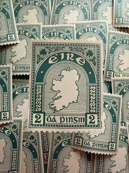 Green Ireland Eire 2 Stamp Sticker