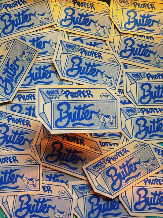 Shiny Gold Proper Butter Only Sticker